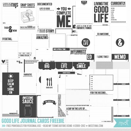 Freebie - 90 Printable Cards for Project Life from Miss Tina Project Life Free, Project Life Freebies, Printable Journal Cards, Project Life Printables, Crafty Hobbies, Project Life Scrapbook, Hobby House, Project Life Cards, Printables Freebies