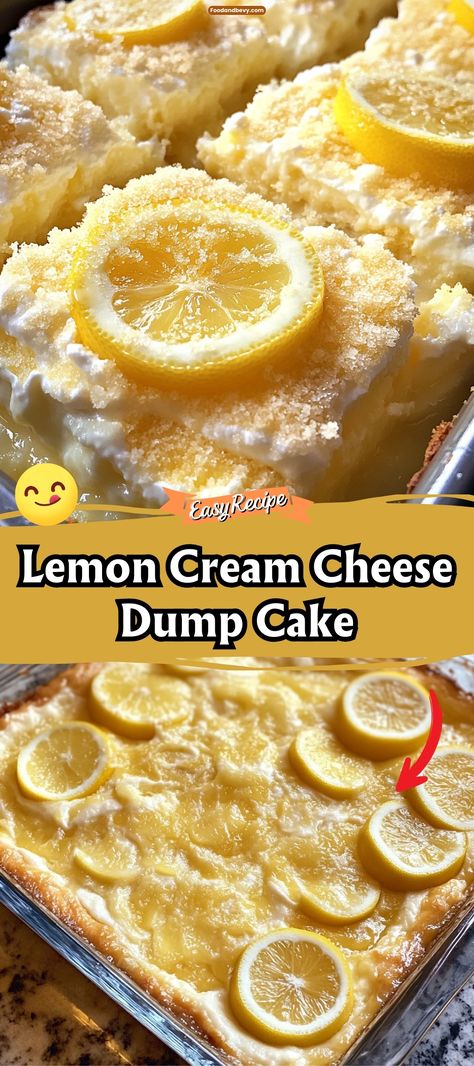 Lemon Cream Cheese Dump Cake Lemon Dump Cake Recipes With Pudding, Lemon Cream Cheese Dump Cake 12 Tomatoes, Banana Split Dump Cake, White Cake Dump Recipes, Lemon Cheesecake Dump Cake, Lemon Dump Cake With Cream Cheese, Lemon Cream Cheese Dump Cake Recipe, Texas Dump Cake Recipes, Lemon Cake To Die For