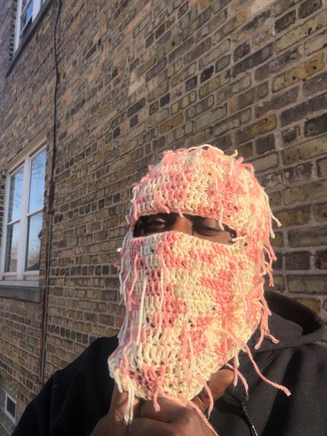 Distressed Balaclava, Crochet Ski Mask, Distressed Crochet, Balaclava Ski Mask, Crochet Men, Crochet Mask, Crochet Fruit, Eyelash Yarn, Crochet Clothing And Accessories