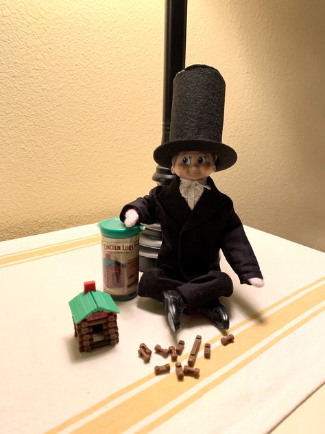 “Abraham” Lincoln Logs #lincolnlogs #classictoys #16 #honestabe #elfontheshelf #eots #elfwars2018 #TODAYparents #elfideas #christmas #funnyelf Elf Shelf, Lincoln Logs, Elf Ideas, Christmas Things, Shelf Ideas, Classic Toys, On The Shelf, The Elf, Abraham Lincoln