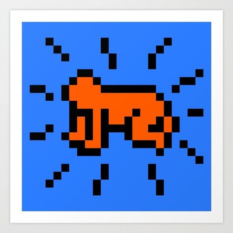 Keith haring's Radiant Child minimal pixel art print by 8bitbaba #keithharing #pixelart #radiantchild #minimalpixel #8bitart #80sart Warhol Banana, Grid Patterns, 8 Bit Art, Cool Pixel Art, Perler Bead Art, Keith Haring, Perler Bead, Mosaic Tile, Hama Beads