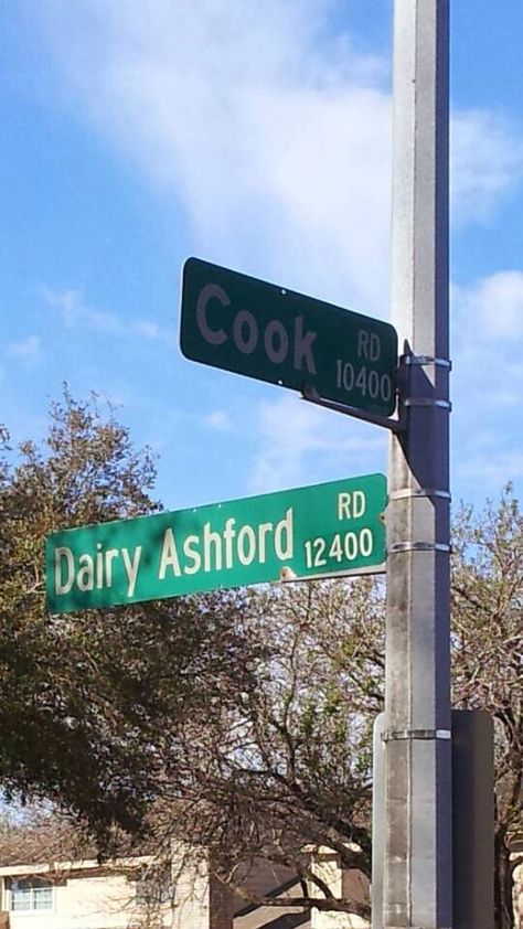 Cook Road and Dairy Ashford in Alief, Texas Manifesting Money, The Good Old Days, Houston Texas, Good Old, Great Places, Highway Signs, Houston, Mood Board, Dairy