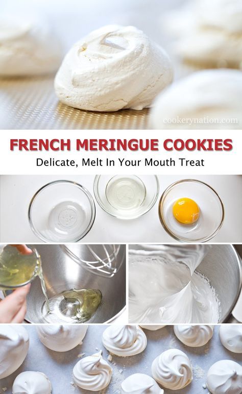 French Meringue Cookies, Merguine Cookies, Meringue Trees, Meringue Recipes, Meringue Cookie Recipe, French Meringue, Meringue Desserts, French Baking, Meringue Recipe