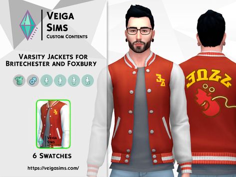 The Sims Resource - Varsity Jacket for Britechester and Foxbury Female Hoodie, The Bright Sessions, Sims 4 Cc Download, Colorful Jacket, Sims 4 Expansions, University Outfit, Team Jackets, Football Uniform, University Logo