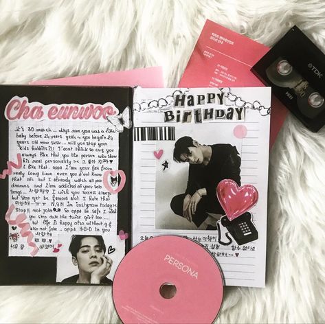 Cha Eunwoo Birthday, Kpop Journal Cover, Eunwoo Birthday, Kpop Gifts Ideas, Kpop Gifts, Bulletin Journal, Binder Journals, Note Writing Paper, Kpop Journal