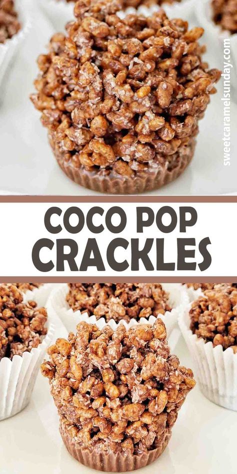 Chocolate Crackles Recipe, Coco Pops, Marshmallow Desserts, Chocolate Crackles, Pop Cakes, Homemade Sweets, Easy No Bake, No Bake Treats, Krispie Treats