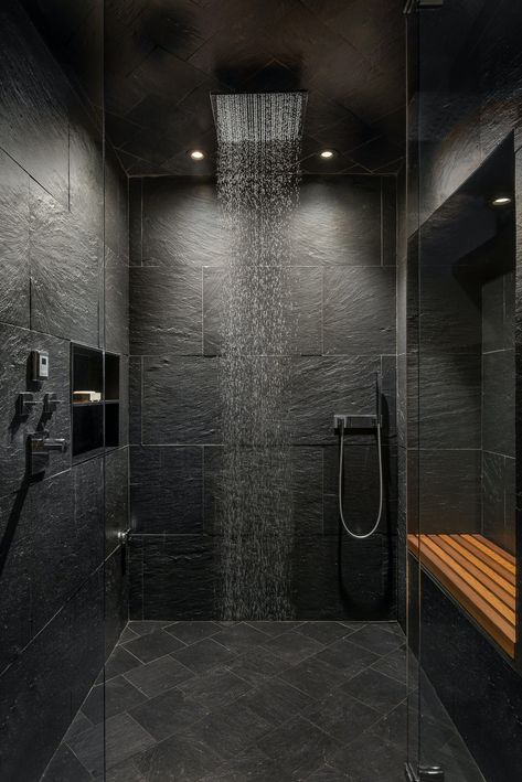 Kim Smith, Walk In Shower, House In The Woods, In The Woods, Walk In, Tile, Shower, Black