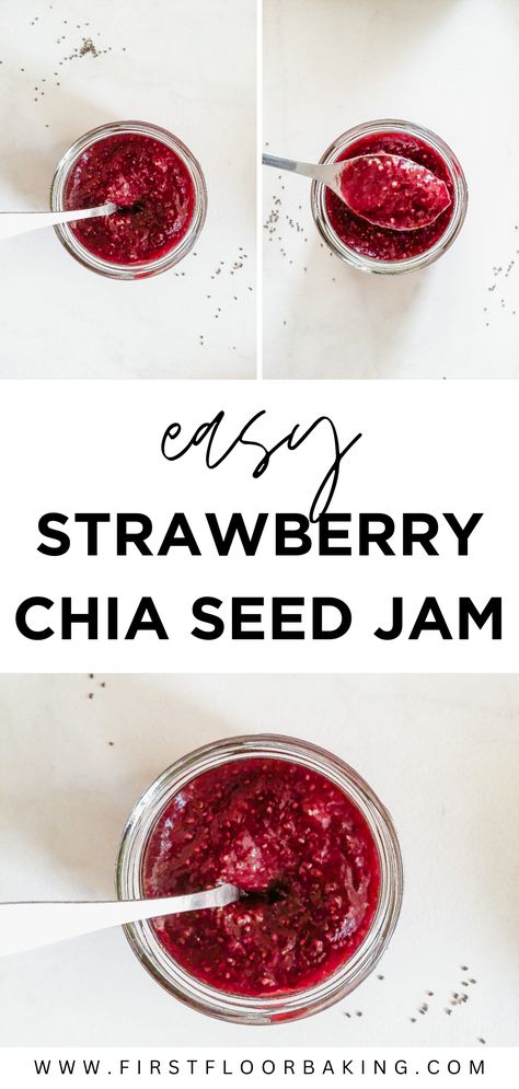 Quick and Easy Chia Seed Jam Homemade Healthy Jam, Quick Strawberry Jam, How To Can Jam, Healthy Jam, Jam Strawberry, Canning Jam Recipes, Chia Seed Jam, Grape Jam, Canning Food