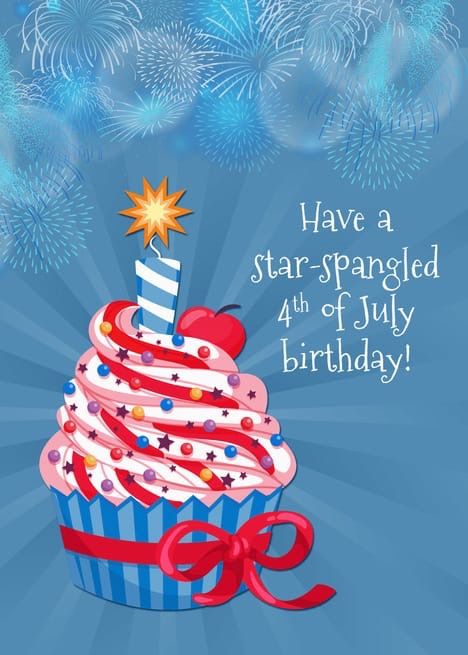 Fourth Of July Birthday, Happy Birthday Fireworks, Happy Birthday Emoji, Birthday Greetings Images, Birthday Fireworks, Niece Birthday Wishes, Birthday Msgs, Birthday Greetings Funny, Happy Birthday Cupcakes