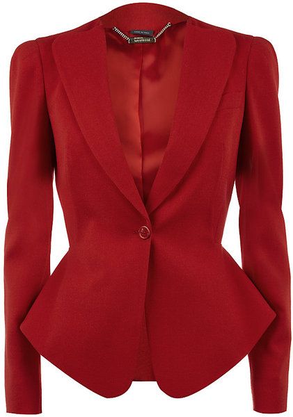 ALEXANDER MCQUEEN Red One Button Jacket - Lyst Alexander Mcqueen Jacket, Chique Outfits, Button Jacket, Red Blazer, Work Attire, Jacket Buttons, Red Jacket, Harrods, New Season