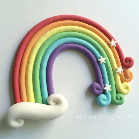 Fondant Unicorn, Fondant Rainbow Tutorial, How To Make A Rainbow Cake Topper, Rainbow Topper, Rainbow Cake Topper, Rainbow Cake Birthday, Rainbow Birthday Cake Topper, Fondant Rainbow Cake Topper, Rainbow Unicorn Cake Topper