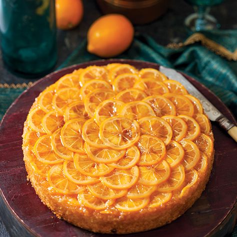 Meyer Lemon Cornmeal Upside-Down Cake Lemon Upside Down Cake, Pear Upside Down Cake, Pancakes For One, Cornbread Cake, Beans And Cornbread, Paula Deen Recipes, Cake Writing, Lime Recipes, Sweet Treats Desserts