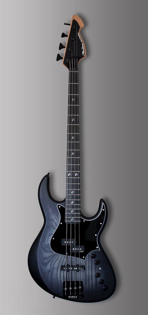 Beautiful #Blue woodgrain MERIDIAN Jazz Evolution four string bass guitar has become a MOST POPULAR RE-PIN - https://www.pinterest.com/DianaDeeOsborne/ddo-most-popular-re-pins/ - RESEARCH #DdO:) - BASSes OF LIFE - https://www.pinterest.com/DianaDeeOsborne/basses-of-life/ - Australian oceanic Mother of Pearl fret markers. Maple neck, ash body. 21 frets, black pickguard. Photo pinned via Sean Stogner. Custom Bass Guitar, Custom Bass, Beat Maker, Bass Guitar Lessons, Guitar Obsession, Music Equipment, Learning Guitar, Electric Bass Guitar, Bass Music