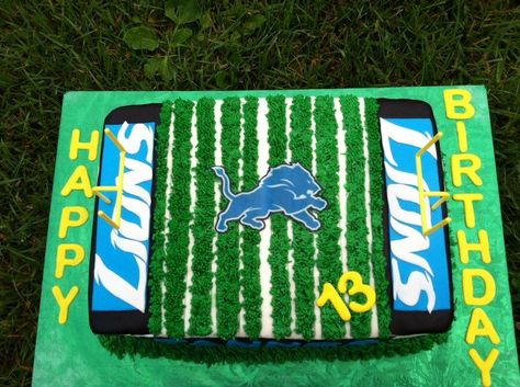 Detroit Lions football field Detroit Lions Cake Ideas, Detroit Lions Cake, Lion Birthday, Detroit Lions Football, Football Cake, Lions Football, Birthday Board, Football Field, Detroit Lions