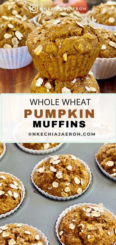 Pumpkin Breakfast Muffins, Whole Wheat Pumpkin Muffins, Muffins With Oats, Pumpkin Oat Muffins, Thanksgiving Appetizers Healthy, Thanksgiving Vegetable Sides, Best Pumpkin Muffins, Whole Wheat Muffins, Pumpkin Oats