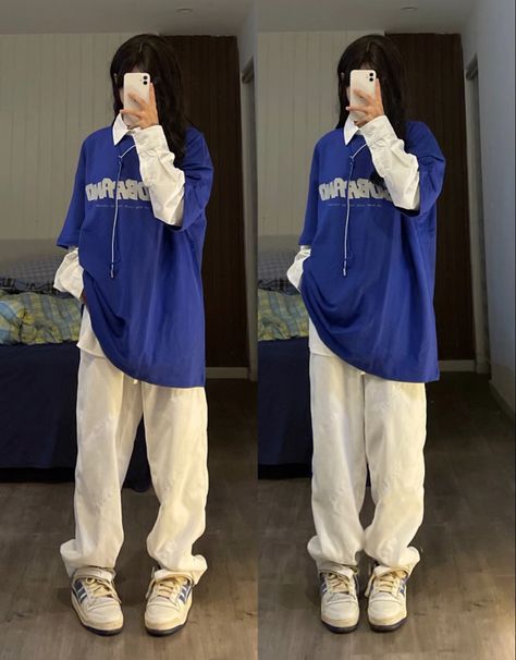 Hoodie Under Shirt Outfit, Under Shirt Outfit, Outfits Selfie, Douyin Fashion, Baggy Clothing, Female Clothes Outfits, Baggy Outfit Ideas, Girls Attire, Under Shirt