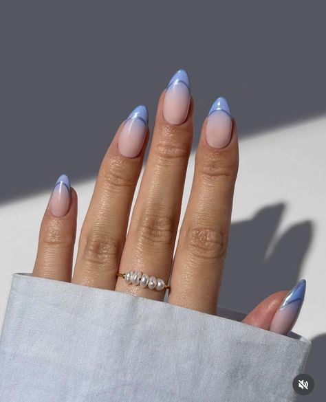 Gel Nails Ideas Blue, Chrome French Tips Nails, Nails Ideas Blue, Chrome French Tips, Baby Shower Outfit Ideas, Gel Nails Ideas, French Tips Nails, Chrome French, Tips Nails