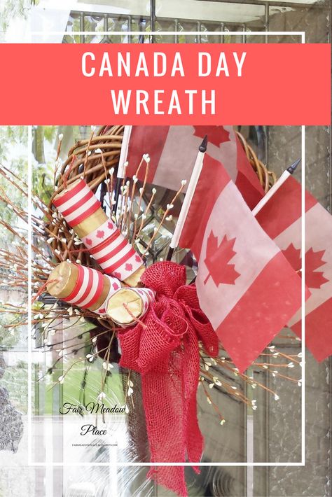 Canada Day Wreath, Canada Day Flag, Canada Day Crafts, Flag Crafts, White Wreath, Crafts And Diy, Summer Inspo, Canada Day, Crafty Stuff