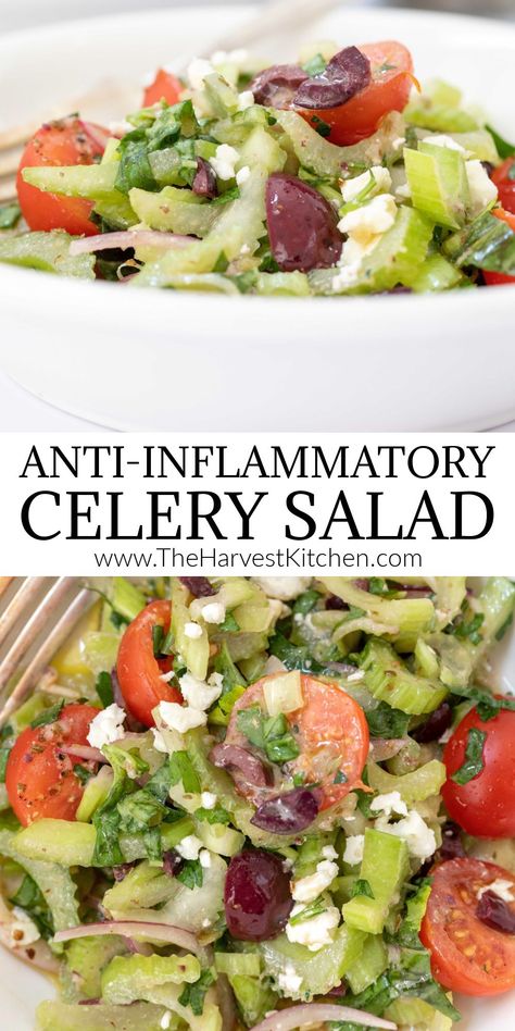 Celery Recipes, Mediterranean Diet Recipes Dinners, Celery Salad, Easy Mediterranean Diet Recipes, Best Salad Recipes, Salad Side Dishes, Mediterranean Diet Recipes, Fresh Salads, Veggie Dishes