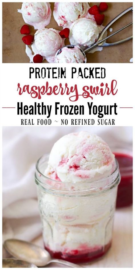 Healthy Frozen Yogurt, Homemade Frozen Yogurt, No Sugar Desserts, Frozen Yogurt Recipes, Vanilla Frozen Yogurt, Raspberry Coulis, High Protein Desserts, Ice Cream Maker Recipes, Yogurt Recipes