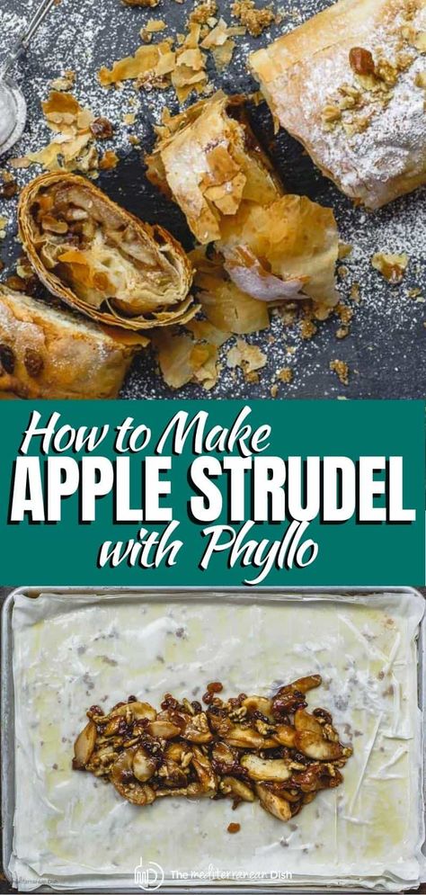 Meditranian Diet, Easy Apple Strudel Recipe, Apple Strudel Recipe, Easy Apple Strudel, Healthy Reciepes, Mediterranean Desserts, Phyllo Dough Recipes, Phyllo Recipes, Recipes Mediterranean