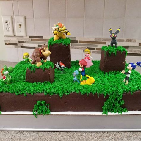 Super Smash Bros Battle Cake Smash Brothers Cake, Super Smash Bros Birthday Cake, Megaman Party Ideas, Super Smash Bros Cake Ideas, Nintendo Cakes For Boys, Super Smash Bros Birthday Party, Smash Brothers Birthday Party, Smash Bros Birthday Party, Smash Bros Cake