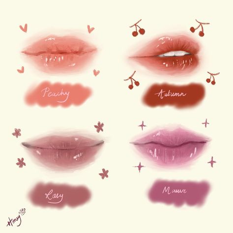 Lippy Shades 💕💕 . #lip #lipart #drawing #digitalart #illustration #lipshades #art #artist #procreate #makeup Procreate Makeup, Shades Of Lipstick, Lip Swatches, Lip Art, Lipstick Shades, Lip Makeup, Natural Makeup, Art Artist, Digital Illustration