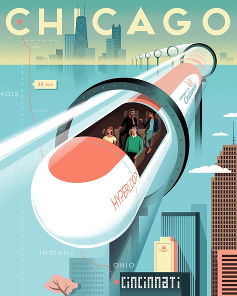 Train Illustration, Future Poster, The Jetsons, Futuristic City, Future City, Retro Futuristic, Retro Futurism, Illustrations And Posters, Editorial Illustration