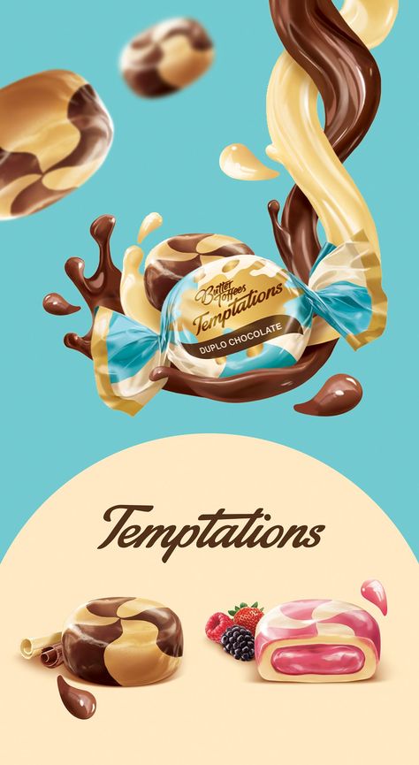 Arcor Butter Toffees Candy Temptations Advertising Campaign #businessandadvertisingdesign #business #and #advertising #design Creative Food Packaging, Packaging Design Food, Chocolate Hershey, Toffee Candy, Candy Poster, Chocolate Packaging Design, Chocolate Pack, Butter Toffee, 광고 디자인