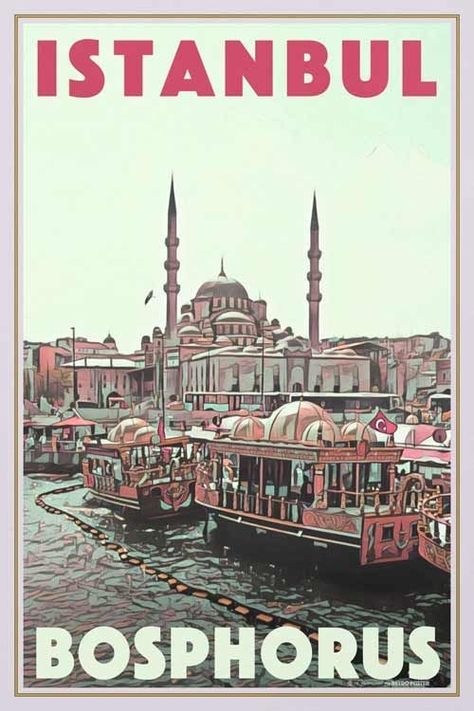 Istanbul Poster, Poster Art Prints, Tourism Poster, Good Memories, Retro Travel Poster, Life Poster, Vintage Travel Poster, Turkey Travel, Architecture Illustration