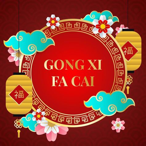 Gong Xi Fa Cai Background Gong Xi Fa Cai 2023 Design, Gong Xi Fa Cai Greetings, Gong Xi Fa Cai 2023, Cny Design, Chinese New Year Pictures, Chinese New Year Cake, Bible Crafts Sunday School, Chinese New Year Background, Gold Christmas Tree Decorations