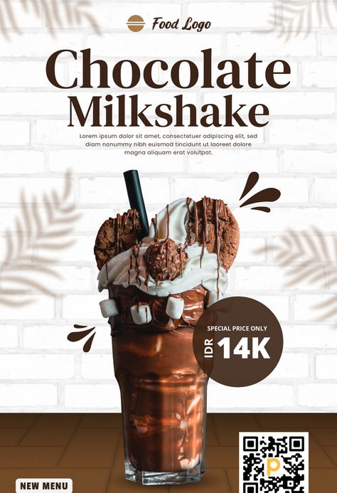 Food Promotion, Restaurant Poster, Elegant Food, Vanilla Milkshake, Food Template, Food And Restaurant, Summer Smoothies, Restaurant Catering, Beer Poster