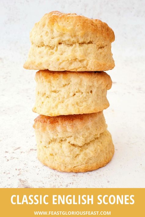 The Best Scones Ever is a big claim but I'm ok with it. After years of experimenting, I have finally found the perfect recipe for light and fluffy plain scones that rise perfectly and taste delish - no dry or crumbly scones here! What's more, this is a classic scone recipe with no dried fruit and no faffing.#feast #classicbritish #britishfood #afternoontea #hightea #plainscones #englishfood #jamfirst #plainscones #teatime #FeastGloriousFeast Egg Free Scones Recipe, Eggless Scones Recipe Easy, Soft Scones Recipe Easy, Eggless Scones Recipes, Plain Scones Recipe, Best Scones Recipe Ever, English Scones Recipe, Tea Scones Recipe, Irish Scones Recipe