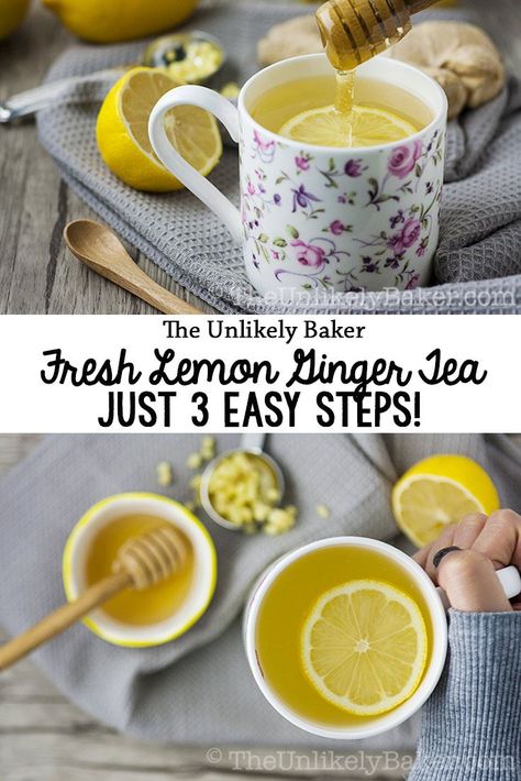 This step-by-step guide on how to make fresh lemon ginger tea is quick and easy plus, this tea is delicious and good for you! #beverages #tea #healthy #ginger #recipe Nonalcoholic Drink, January Recipes, Lemon Ginger Tea, Nonalcoholic Drinks, Ginger Recipe, Amazing Drinks, Virgin Drinks, Lemon Treats, Fantastic Recipes