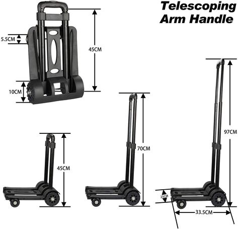 Trolley Dolly, Hand Cart, Folding Trolley, Bin Bag, Lightweight Luggage, Hand Trucks, Utility Cart, 110 Lbs, Tool Bag