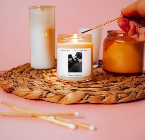 Personalized Picture Soy Wax Candle Custom Photo Anniversary Meaningful Gift Online Dating Couple Boyfriend Long Distance Relationship 2024 Boyfriend Long Distance, Dating Couple, Pic Candle, Couple Boyfriend, Long Distance Boyfriend, Distance Relationship, Lavender Scent, Soy Wax Candle