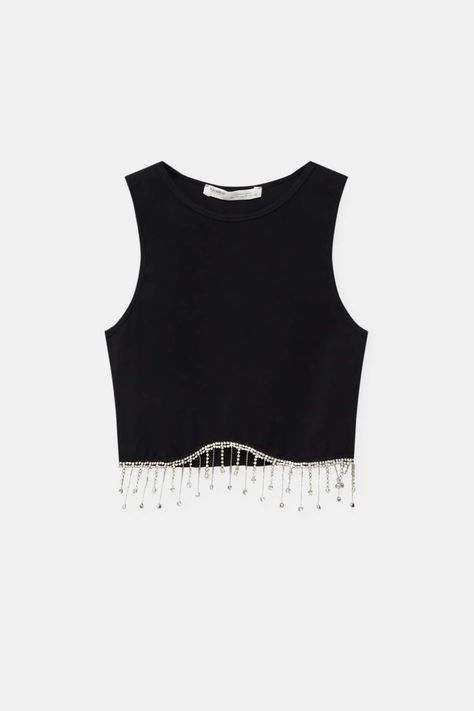 Embellished Crop Top, Old Logo, Cropped Tops, Hem Top, Pull & Bear, Top Top, Sleeveless Crop Top, Top Crop, Elegant Outfit