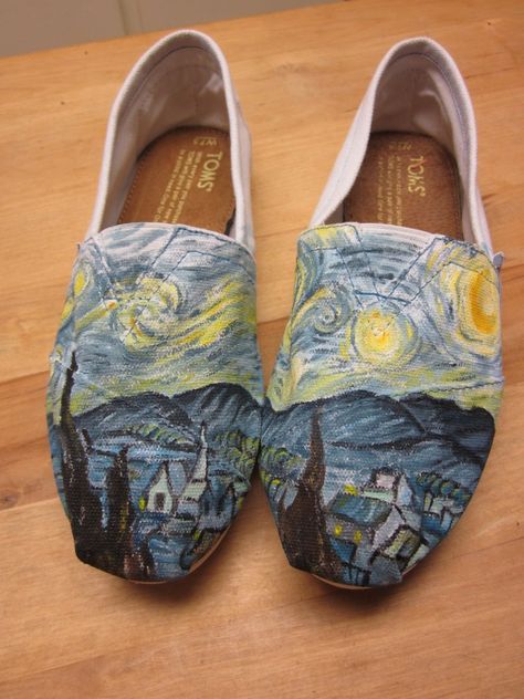 TOMS shoes Toms Shoes Women, Toms Style, Painted Toms, Painted Canvas Shoes, Custom Painted Shoes, Toms Shoes Outlet, Trending Womens Shoes, Shoe Wardrobe, The Starry Night