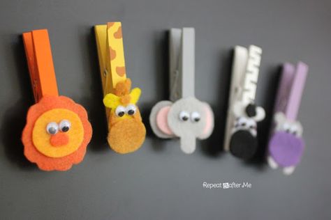 Zoo Animal Clothespin Magnets - Repeat Crafter Me Zoo Crafts, Clothespin Magnets, Repeat Crafter Me, Magnet Board, Wooden Clothespins, Bible School Crafts, Magnet Crafts, Vbs Crafts, Clothes Pin Crafts