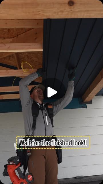 RR Buildings on Instagram: "Love the way my porch ceiling turned out using @metalwholesalellc SpeedLap!  Easy install, looks great, and now time to cut in my can lights!! Loving the Roofing nailer from @milwaukeetool!" Double Gable Garage, Copper Steel Roof, Finishing Garage Ceiling, Diy Drop Ceiling Ideas, Home Addition Roof Lines, Outside Porch Ceiling Ideas, Flyover Patio Roofs, Tongue And Groove Ceiling Porch, Patio Ceiling Ideas Outdoor