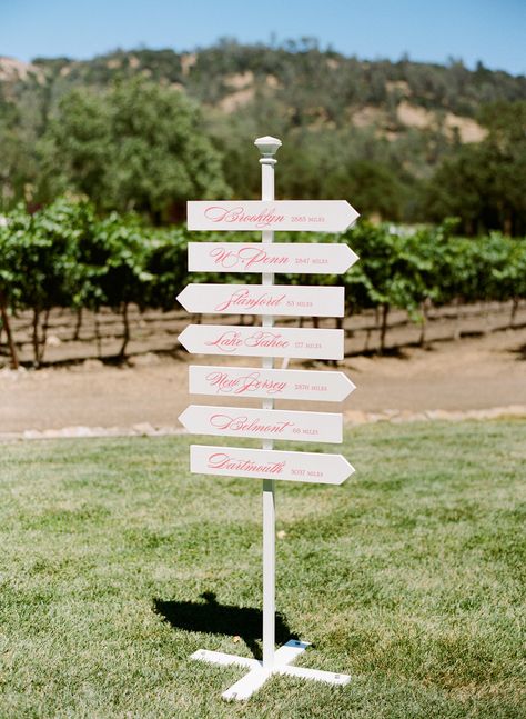 Shannon Leahy Events - Coral Wedding - Napa Valley - Black Swan Lake - Signage - Directional Signs Wedding Directional Signage, Lake Party, Directional Signage, Napa Valley Wedding, Directional Signs, Reception Design, Coral Wedding, French Wedding, Welcome To The Party