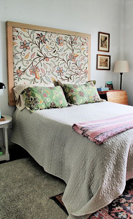 Tapestry Headboard for a Curated Guest Bedroom Art Behind Headboard, Headboard Alternative Ideas, Headboard Tapestry, Hanging Headboard, Tapestry Headboard, Rustic French Country, Fabric Wall Hanging, Pink Chair, Master Bed