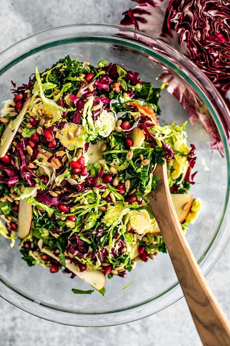 Salad With Apple Cider Vinaigrette, Collard Greens Salad, Grilled Romaine Salad, Winter Produce, Apple Cider Vinaigrette, Crunch Salad, Cider Vinaigrette, Winter Salad Recipes, Colorful Salad