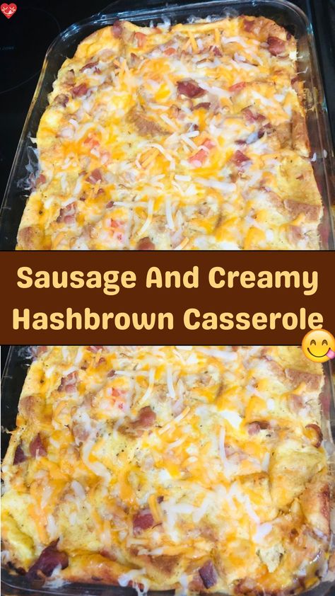 Sausage and Creamy Hashbrown Casserole is a hearty and delicious dish perfect for breakfast or brunch. This comforting casserole features layers of cr... Southern Style Hashbrown Casserole, Overnight Breakfast Casserole With Hashbrowns, Hashbrown And Egg Casserole, Creamy Hashbrown Casserole, Crockpot Hashbrown Casserole, Breakfast Sausage Casserole, Hash Brown Egg Casserole, Sausage Egg Casserole, Cheesy Hashbrown Casserole