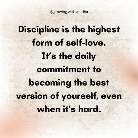 #SelfLove #StayCommitted #Discipline Discipline Self Love, Sweet Days Of Discipline, Discipline Is A Form Of Self Love, Staying Disciplined, Examples Of Self Discipline, Self Love, Good Things, Quick Saves