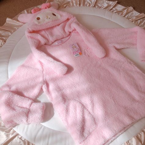 My Melody Face, Pink My Melody, Sanrio Clothes, Floppy Ears, My Melody, Pink Fashion, Pastel Pink, Random Stuff, Pullover Hoodie