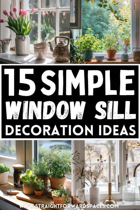 A How To Style Kitchen Windowsill, How To Style A Window Sill, Kitchen Sill Decor, Flowers In Windowsill, How To Decorate Kitchen Window Sill, Kitchen Windowsill Decor Ideas, Bathroom Window Sill Decor Ideas, Flowers On Window Sill Outside, Kitchen Windowsill Plants