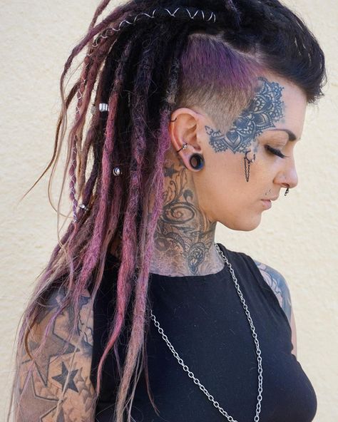 Undercut With Locs, Locs With Undercut Women, Undercut Dreads, One Side Shaved Hairstyles, Human Hair Locs, Dreads With Undercut, Shaved Side Haircut, Shaved Long Hair, Synthetic Dreads Hairstyles