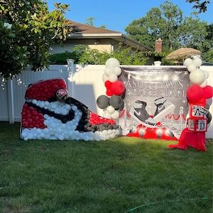 Red And Black Sneaker Ball Party, Sneakerball Party, Jordan Birthday, Sneaker Ball, 55th Birthday, Ball Birthday, Step And Repeat, Ball Party, Birthday Table