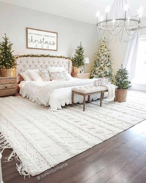 Have Yourself A Merry Christmas: 75 Ho-Ho-Holiday Decor Ideas Christmas Decorations Bedroom, Christmas Bedroom, Christmas Room, White Room, White Furniture, Master Bedrooms Decor, Merry Little Christmas, Love Your Home, Decoration Christmas